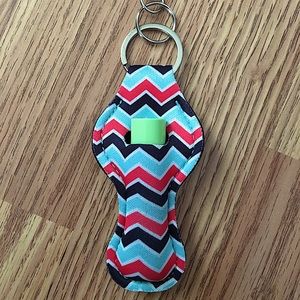 Chevron Striped Lip Balm Holder Keychain